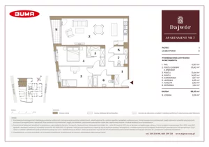 3 pokoje, mieszkanie 89,30 m², piętro 1, oferta nr A7, Dajwór, Kraków, Stare Miasto, Kazimierz, ul. Dajwór