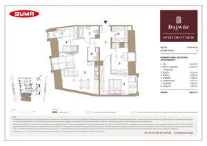 4 pokoje, mieszkanie 82,61 m², piętro 3, oferta nr A18, Dajwór, Kraków, Stare Miasto, Kazimierz, ul. Dajwór