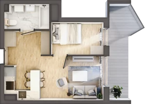 2 pokoje, apartament inwestycyjny 33,83 m², piętro 3, oferta nr 4.4, MidAqua Apartments, Międzywodzie, ul. Szkolna