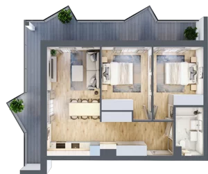 3 pokoje, apartament inwestycyjny 56,86 m², piętro 1, oferta nr 2.4, MidAqua Apartments, Międzywodzie, ul. Szkolna