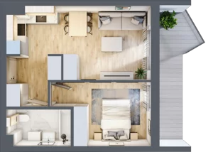 2 pokoje, apartament inwestycyjny 38,37 m², piętro 1, oferta nr 2.7, MidAqua Apartments, Międzywodzie, ul. Szkolna