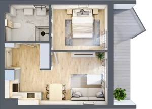 2 pokoje, apartament inwestycyjny 38,44 m², piętro 1, oferta nr 2.5, MidAqua Apartments, Międzywodzie, ul. Szkolna
