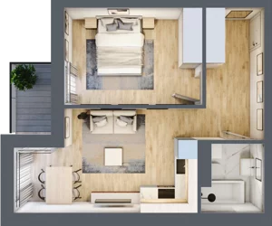 2 pokoje, mieszkanie 41,63 m², piętro 2, oferta nr 11, Stacja Olszynka, Warszawa, Praga Południe, Gocławek, ul. Załęże 14