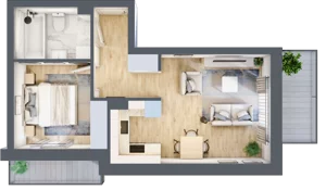 2 pokoje, mieszkanie 38,76 m², piętro 1, oferta nr 2, Stacja Olszynka, Warszawa, Praga Południe, Gocławek, ul. Załęże 14