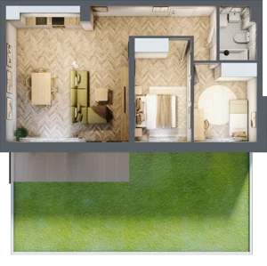 3 pokoje, mieszkanie 63,88 m², piętro 1, oferta nr B1.8, Fokus Bielany, Bielany Wrocławskie, ul. Kolejowa 5