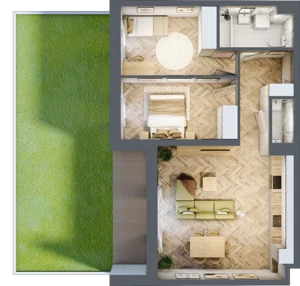 3 pokoje, mieszkanie 65,85 m², piętro 1, oferta nr B2.9, Fokus Bielany, Bielany Wrocławskie, ul. Kolejowa 5