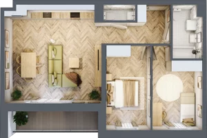 3 pokoje, mieszkanie 65,85 m², piętro 1, oferta nr B2.9, Fokus Bielany, Bielany Wrocławskie, ul. Kolejowa 5