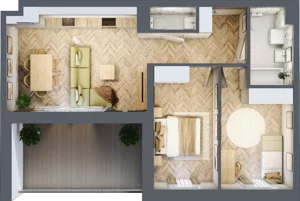 3 pokoje, mieszkanie 57,70 m², piętro 3, oferta nr B2.21, Fokus Bielany, Bielany Wrocławskie, ul. Kolejowa 5