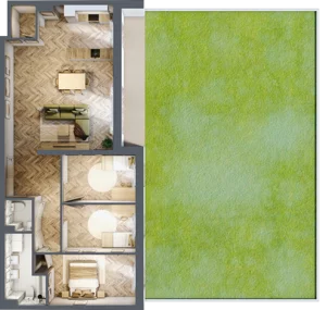 4 pokoje, mieszkanie 98,31 m², piętro 1, oferta nr B2.8, Fokus Bielany, Bielany Wrocławskie, ul. Kolejowa 5