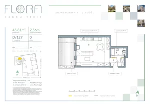 1 pokój, apartament 45,81 m², parter, oferta nr 127, Flora Śródmieście, Łódź, Śródmieście, ul. płk. Jana Kilińskiego 111