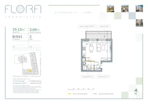 1 pokój, apartament 29,13 m², piętro 2, oferta nr 41, Flora Śródmieście, Łódź, Śródmieście, ul. płk. Jana Kilińskiego 111