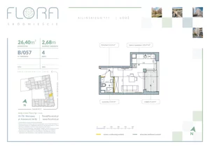 1 pokój, apartament 26,40 m², piętro 4, oferta nr 57, Flora Śródmieście, Łódź, Śródmieście, ul. płk. Jana Kilińskiego 111