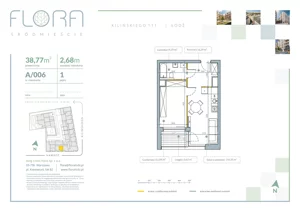 2 pokoje, apartament 38,77 m², piętro 1, oferta nr 6, Flora Śródmieście, Łódź, Śródmieście, ul. płk. Jana Kilińskiego 111