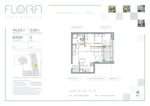 2 pokoje, apartament 44,22 m², piętro 2, oferta nr 34, Flora Śródmieście, Łódź, Śródmieście, ul. płk. Jana Kilińskiego 111
