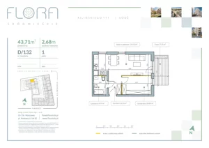 2 pokoje, apartament 43,71 m², piętro 1, oferta nr 132, Flora Śródmieście, Łódź, Śródmieście, ul. płk. Jana Kilińskiego 111