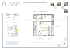 3 pokoje, apartament 58,60 m², piętro 1, oferta nr 81, Flora Śródmieście, Łódź, Śródmieście, ul. płk. Jana Kilińskiego 111