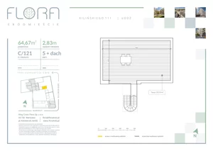3 pokoje, apartament 64,67 m², piętro 5, oferta nr 121, Flora Śródmieście, Łódź, Śródmieście, ul. płk. Jana Kilińskiego 111