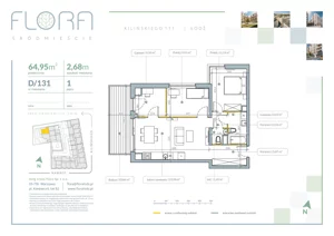 4 pokoje, apartament 64,95 m², piętro 1, oferta nr 131, Flora Śródmieście, Łódź, Śródmieście, ul. płk. Jana Kilińskiego 111