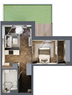 2 pokoje, mieszkanie 40,24 m², piętro 1, oferta nr B3.M13, Sosnovia, Sosnowiec, Dańdówka, ul. Mariana Maliny/Grzybowa