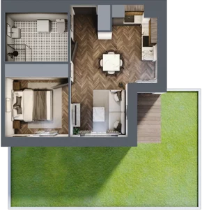2 pokoje, mieszkanie 39,85 m², parter, oferta nr B1.M4, Sosnovia, Sosnowiec, Dańdówka, ul. Mariana Maliny/Grzybowa