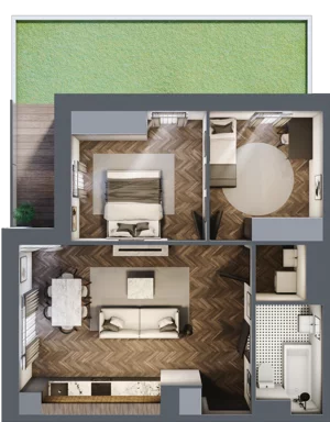 3 pokoje, mieszkanie 58,57 m², piętro 1, oferta nr B1.M14, Sosnovia, Sosnowiec, Dańdówka, ul. Mariana Maliny/Grzybowa