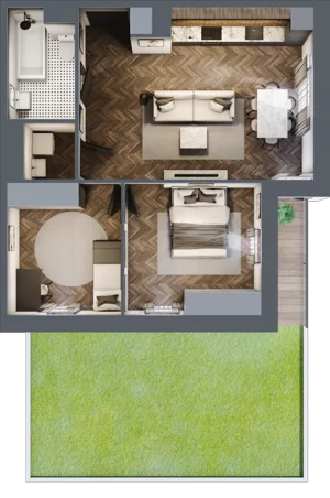 3 pokoje, mieszkanie 58,57 m², piętro 1, oferta nr B1.M14, Sosnovia, Sosnowiec, Dańdówka, ul. Mariana Maliny/Grzybowa