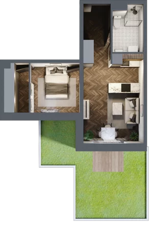 2 pokoje, mieszkanie 40,17 m², parter, oferta nr B2.M6, Sosnovia, Sosnowiec, Dańdówka, ul. Mariana Maliny/Grzybowa