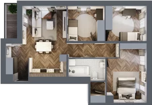 4 pokoje, mieszkanie 73,41 m², piętro 2, oferta nr B2.M19, Sosnovia, Sosnowiec, Dańdówka, ul. Mariana Maliny/Grzybowa