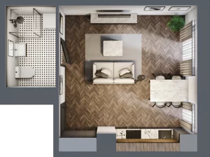1 pokój, mieszkanie 28,29 m², piętro 1, oferta nr B2.M12, Sosnovia, Sosnowiec, Dańdówka, ul. Mariana Maliny/Grzybowa
