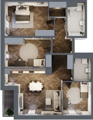 4 pokoje, mieszkanie 91,62 m², piętro 2, oferta nr B3.M15_16, Sosnovia, Sosnowiec, Dańdówka, ul. Mariana Maliny/Grzybowa