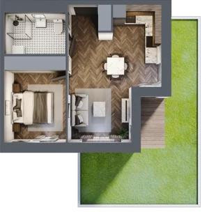 2 pokoje, mieszkanie 40,51 m², parter, oferta nr B3.M3, Sosnovia, Sosnowiec, Dańdówka, ul. Mariana Maliny/Grzybowa