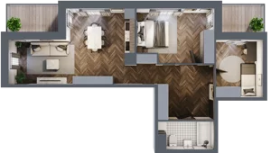 3 pokoje, mieszkanie 65,43 m², piętro 1, oferta nr B3.M7, Sosnovia, Sosnowiec, Dańdówka, ul. Mariana Maliny/Grzybowa