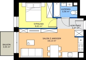2 pokoje, apartament 35,79 m², piętro 1, oferta nr 57, Marina Residence Puck, Puck, ul. Aleja Lipowa 4