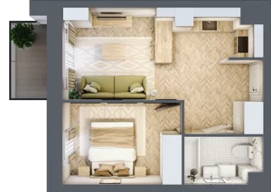 2 pokoje, apartament 35,36 m², piętro 1, oferta nr 43, Marina Residence Puck, Puck, ul. Aleja Lipowa 4