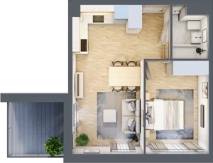 2 pokoje, mieszkanie 36,11 m², piętro 2, oferta nr B’.13, Osiedle Maureska, Toruń, Wrzosy, JAR, ul. Konrada Grasera 2 / Strobanda 6