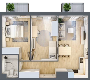 3 pokoje, mieszkanie 53,74 m², piętro 2, oferta nr B’.17, Osiedle Maureska, Toruń, Wrzosy, JAR, ul. Konrada Grasera 2 / Strobanda 6