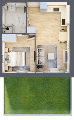 2 pokoje, mieszkanie 38,13 m², parter, oferta nr C.28, Osiedle Maureska, Toruń, Wrzosy, JAR, ul. Konrada Grasera 2 / Strobanda 6