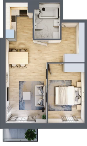 2 pokoje, mieszkanie 43,05 m², piętro 1, oferta nr C.9, Osiedle Maureska, Toruń, Wrzosy, JAR, ul. Konrada Grasera 2 / Strobanda 6