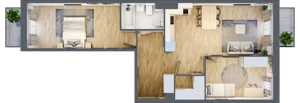 3 pokoje, mieszkanie 61,92 m², piętro 1, oferta nr C.33, Osiedle Maureska, Toruń, Wrzosy, JAR, ul. Konrada Grasera 2 / Strobanda 6