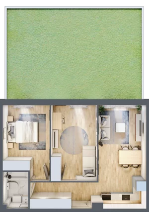 3 pokoje, mieszkanie 54,67 m², parter, oferta nr C.24, Osiedle Maureska, Toruń, Wrzosy, JAR, ul. Konrada Grasera 2 / Strobanda 6