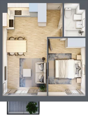 2 pokoje, mieszkanie 35,20 m², piętro 3, oferta nr C.16, Osiedle Maureska, Toruń, Wrzosy, JAR, ul. Konrada Grasera 2 / Strobanda 6
