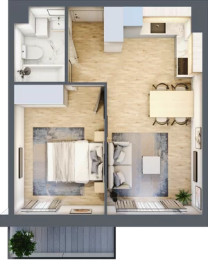 2 pokoje, mieszkanie 35,44 m², piętro 3, oferta nr C.54, Osiedle Maureska, Toruń, Wrzosy, JAR, ul. Konrada Grasera 2 / Strobanda 6