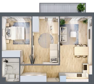3 pokoje, mieszkanie 54,10 m², piętro 2, oferta nr C.39, Osiedle Maureska, Toruń, Wrzosy, JAR, ul. Konrada Grasera 2 / Strobanda 6