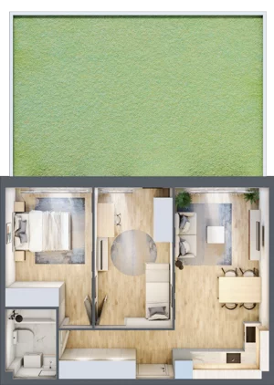 3 pokoje, mieszkanie 54,39 m², parter, oferta nr C.22, Osiedle Maureska, Toruń, Wrzosy, JAR, ul. Konrada Grasera 2 / Strobanda 6