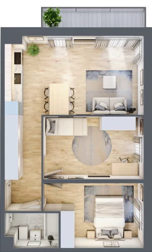 3 pokoje, mieszkanie 55,20 m², piętro 3, oferta nr C.19, Osiedle Maureska, Toruń, Wrzosy, JAR, ul. Konrada Grasera 2 / Strobanda 6