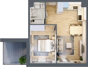 2 pokoje, mieszkanie 36,22 m², piętro 1, oferta nr C.35, Osiedle Maureska, Toruń, Wrzosy, JAR, ul. Konrada Grasera 2 / Strobanda 6