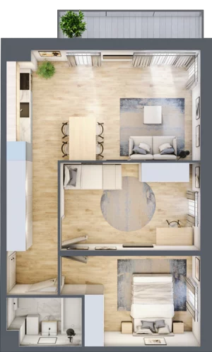 3 pokoje, mieszkanie 55,20 m², piętro 1, oferta nr C.7, Osiedle Maureska, Toruń, Wrzosy, JAR, ul. Konrada Grasera 2 / Strobanda 6