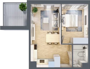 2 pokoje, mieszkanie 35,91 m², piętro 2, oferta nr D.38, Osiedle Maureska, Toruń, Wrzosy, JAR, ul. Konrada Grasera 2 / Strobanda 6