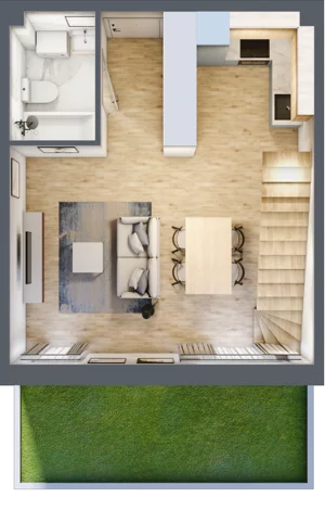 1 pokój, mieszkanie 60,97 m², parter, oferta nr D.22, Osiedle Maureska, Toruń, Wrzosy, JAR, ul. Konrada Grasera 2 / Strobanda 6