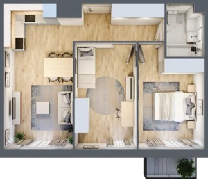 3 pokoje, mieszkanie 54,16 m², piętro 3, oferta nr D.43, Osiedle Maureska, Toruń, Wrzosy, JAR, ul. Konrada Grasera 2 / Strobanda 6